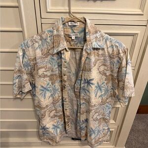 Via Veneto Men's Tropical Print Shirt - Blue and Brown